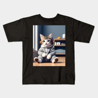 Cat with headphones - Modern digital art Kids T-Shirt